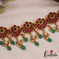 Gorgeous Floral Motifs Kemp Choker With Green Bead Drops NC2821