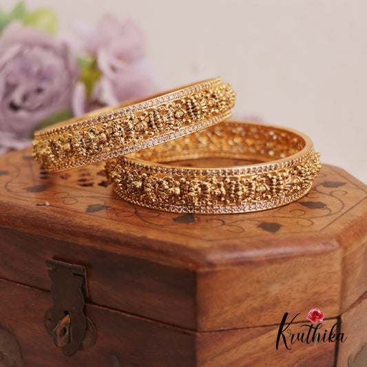Premium Antique Nagas Lakshmi Motifs Bangles B454 (Set of 2 Bangles)