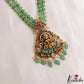 Classic Antique Lakshmi Motifs Double Layered Green Beads Jadau Haaram LH2156