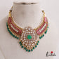Gorgeous Peacock Floral Motifs Jadau Choker With Green Bead Drops NC2660
