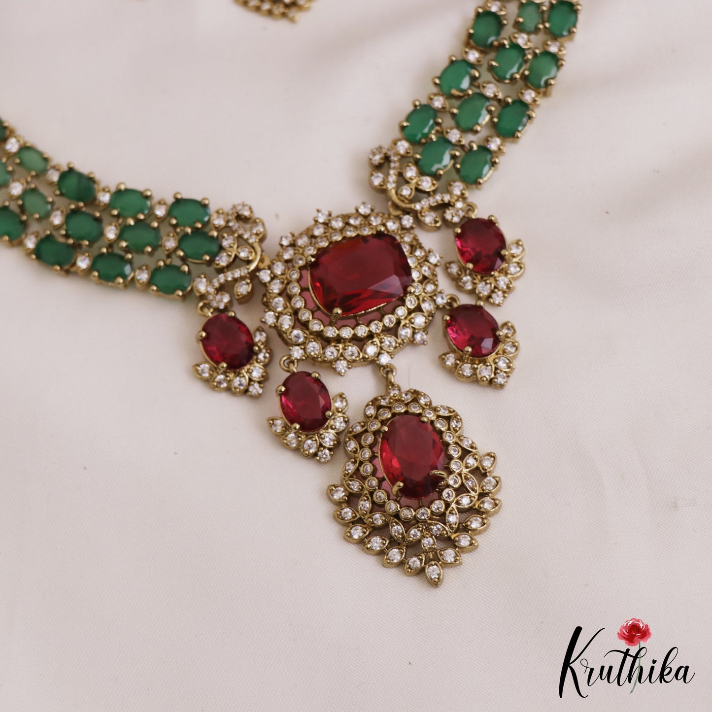 Sparkling AD Victorian Necklace NC2771 (Available In 5 Colors)