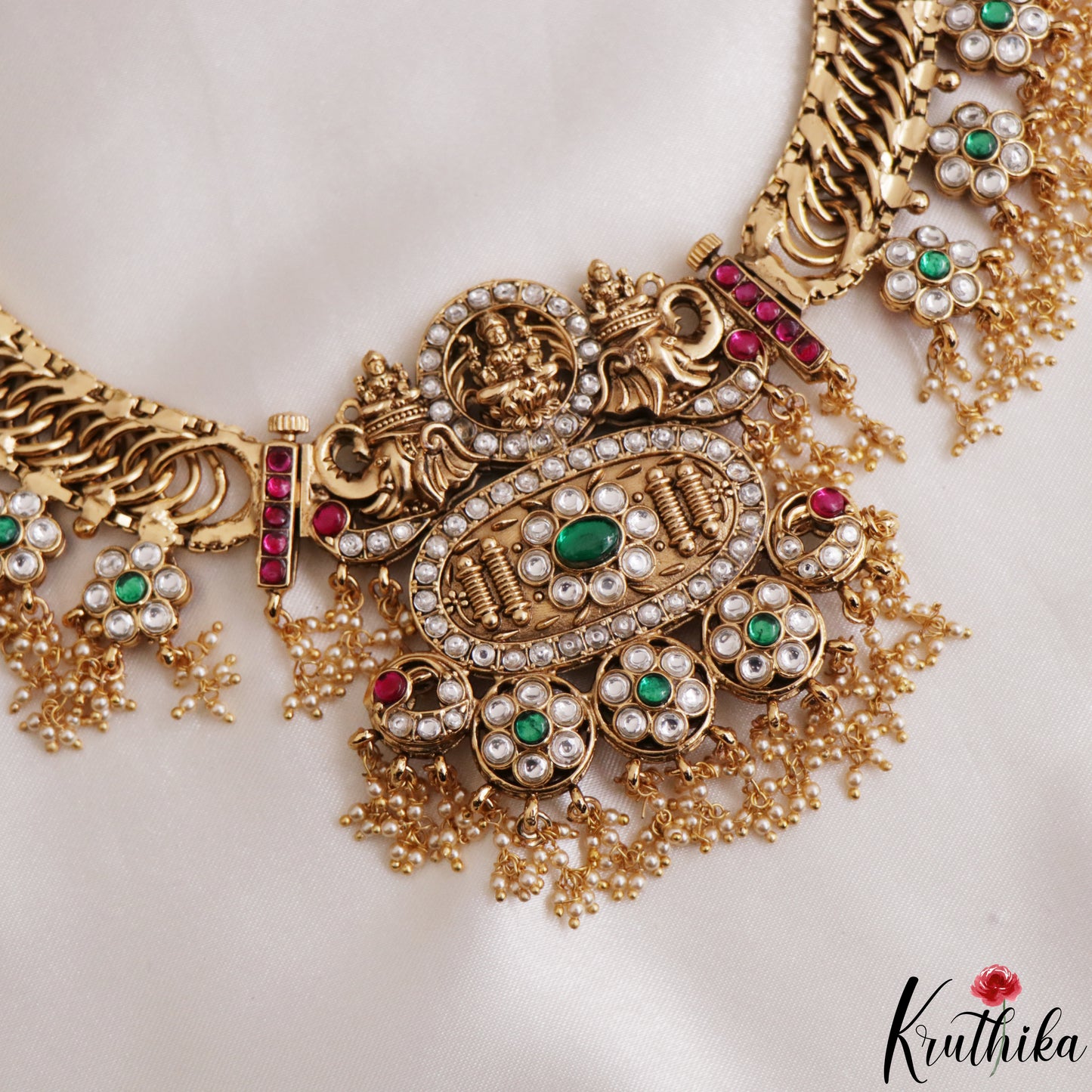 Grand Two-in-one Reversible Antique Nagas Lakshmi Motifs Jadau Necklace With Detachable Pendant NC3283