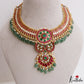 Grand Ruby Green Jadau Necklace with Beaded Drops NC3308