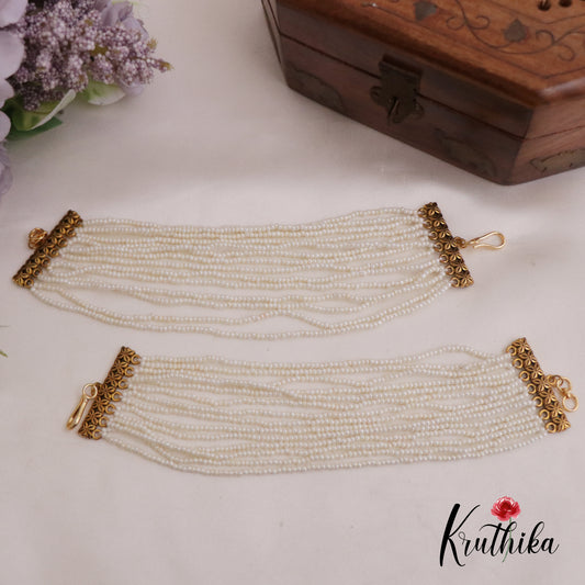 Simple Multi Layer Pearl Earchain EC130