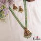 Classic Antique Lakshmi Motifs Double Layered Green Beads Jadau Haaram LH2156