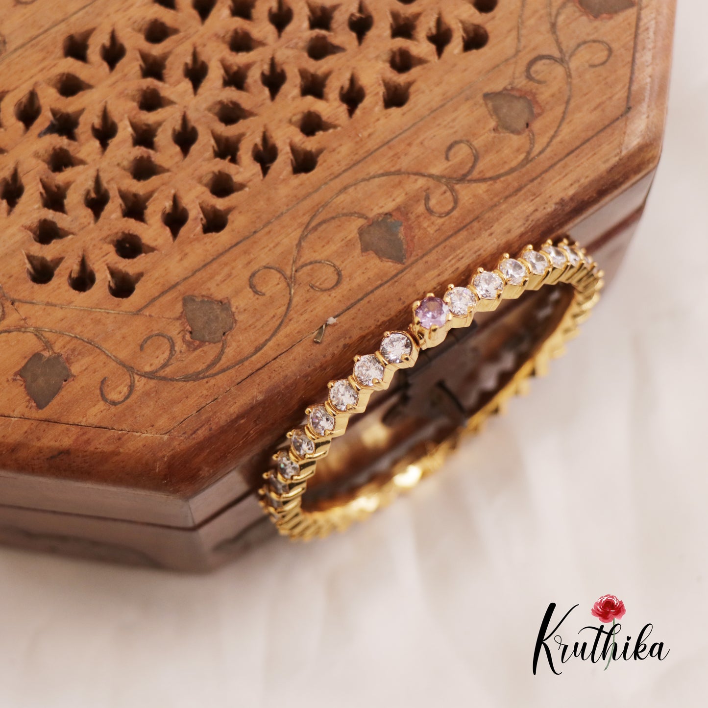 Simple Trendy CZ Single Kada Openable B419 (Available In 3 Colors)