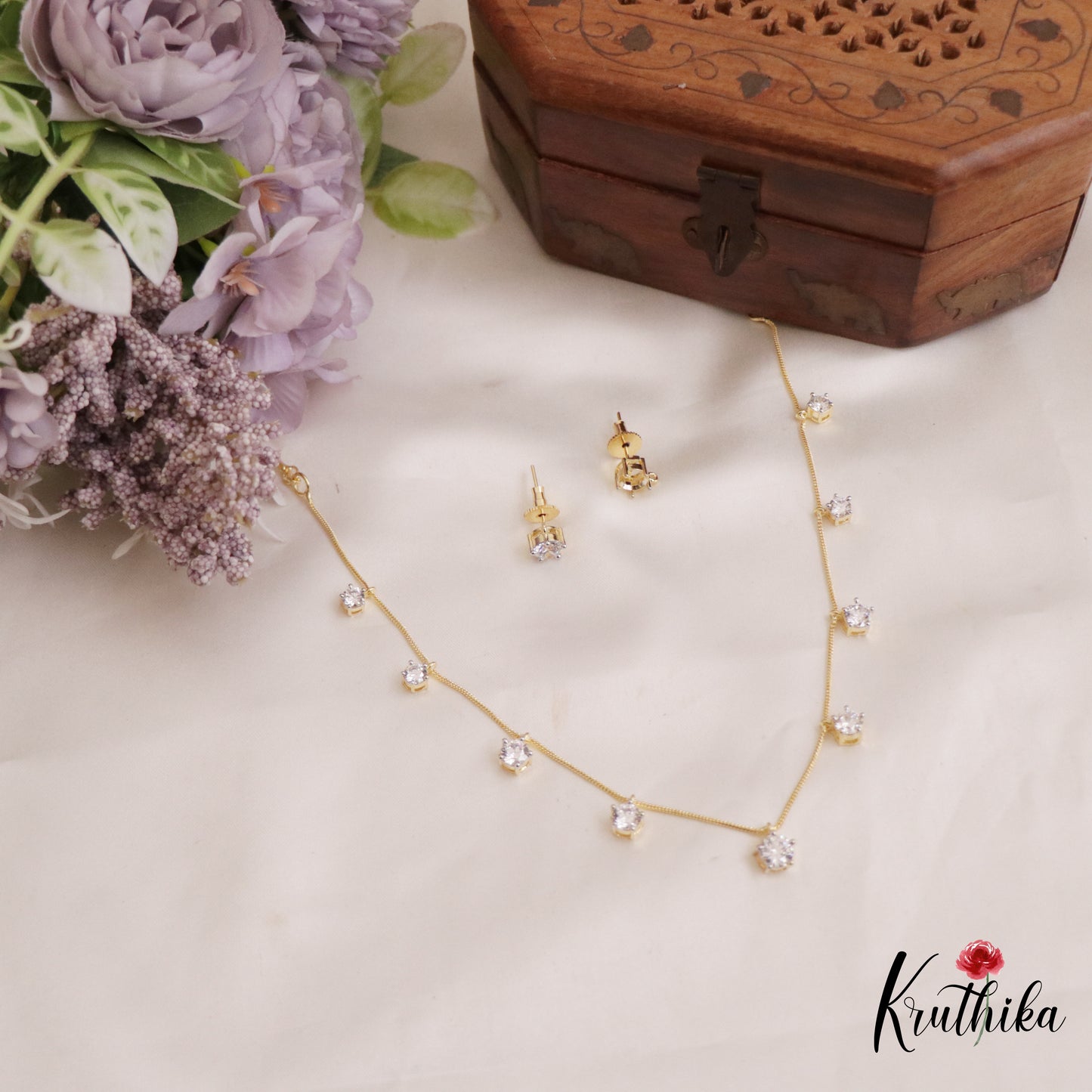 Simple Trendy CZ Necklace NC2625 (Available In 2 Colors)