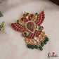 Grand Gandaberunda Jadau Pendant with Green Beads Drops PS296