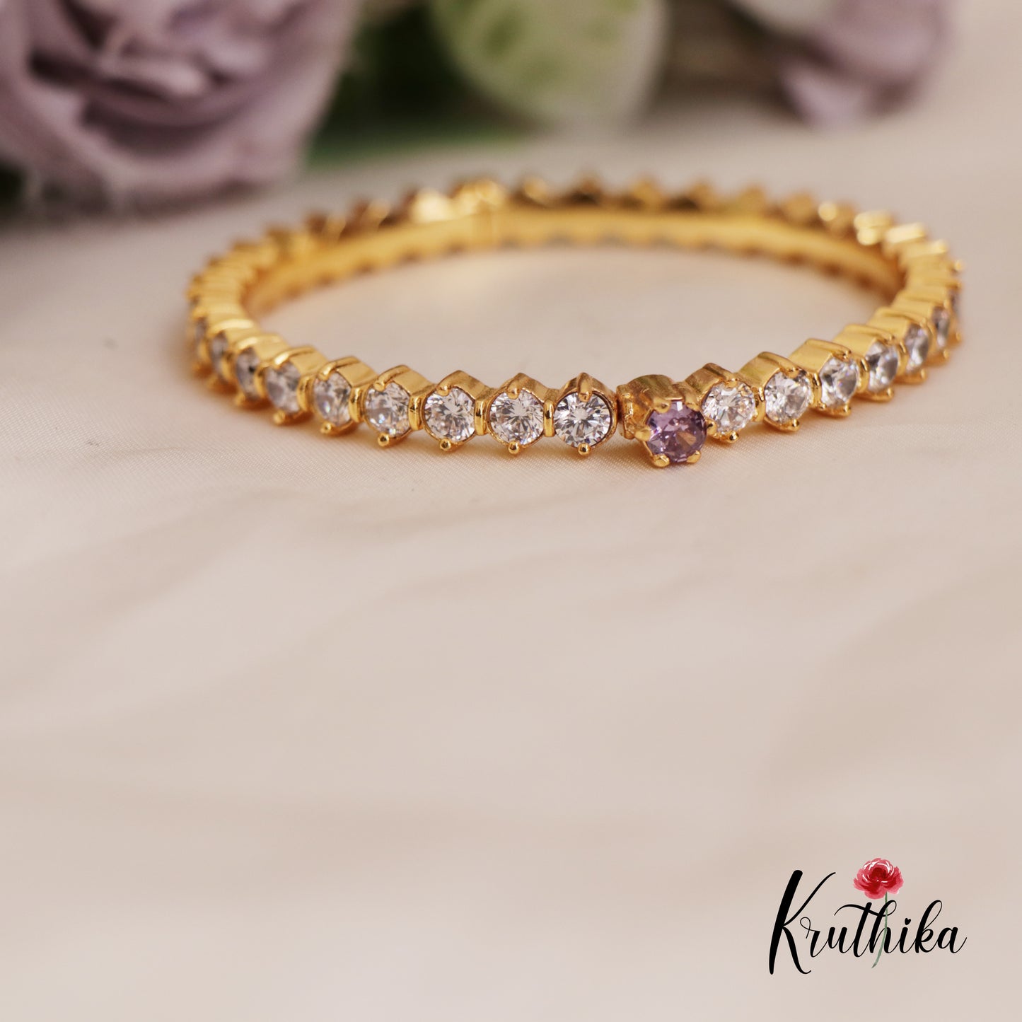 Simple Trendy CZ Single Kada Openable B419 (Available In 3 Colors)