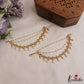 Trendy Floral Motifs Triple Layered AD Earchains With Pearl Drops EC209