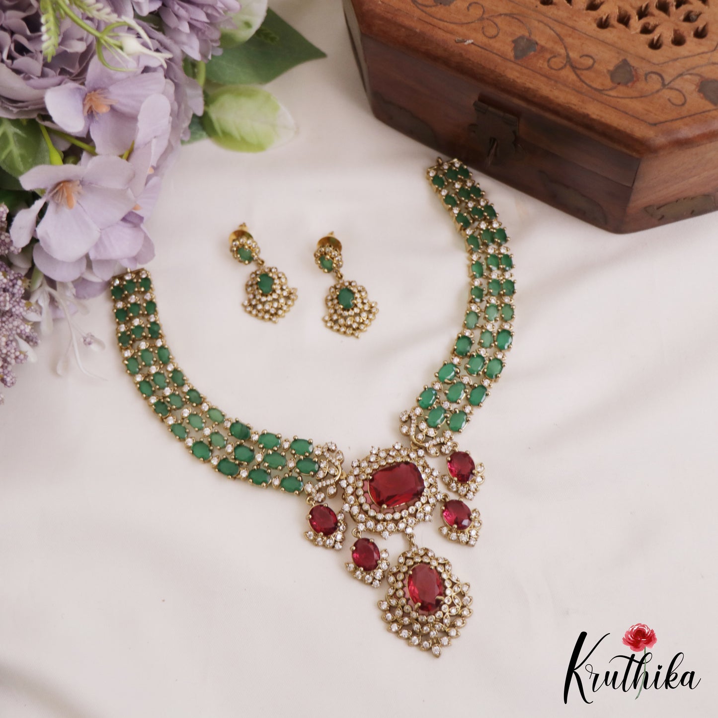 Sparkling AD Victorian Necklace NC2771 (Available In 5 Colors)