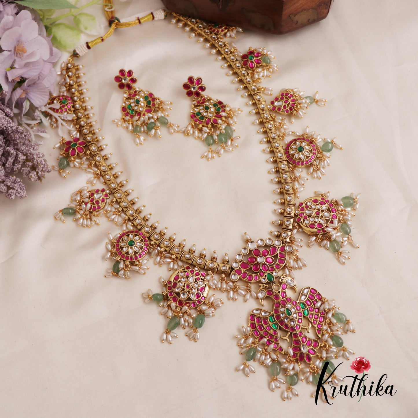 Premium Gandaberunda Kundan Jadau Guttapoosalu Haaram LH2021