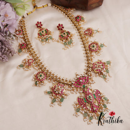 Premium Gandaberunda Kundan Guttapoosalu Jadau Haaram LH2021 (Available In 2 Colors)