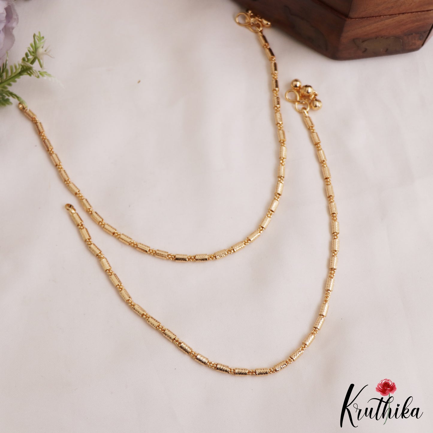 Simple Gold-Tone Anklets A64