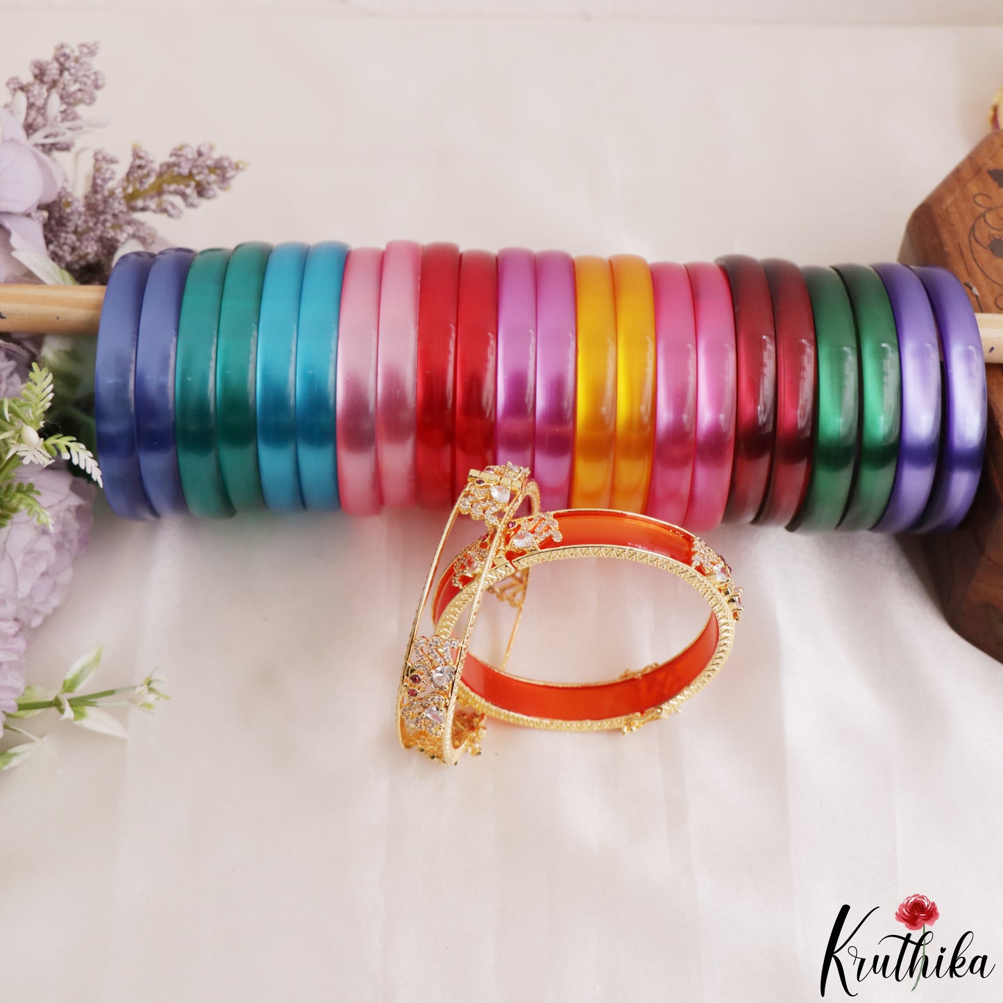Trendy Openable CZ Frame Bangle With 12 in 1 Interchangeable Color Bangles B568