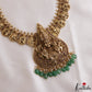 Premium Antique Nagas Lord Shiva Motifs Temple Haaram With Green Bead Drops LH2220