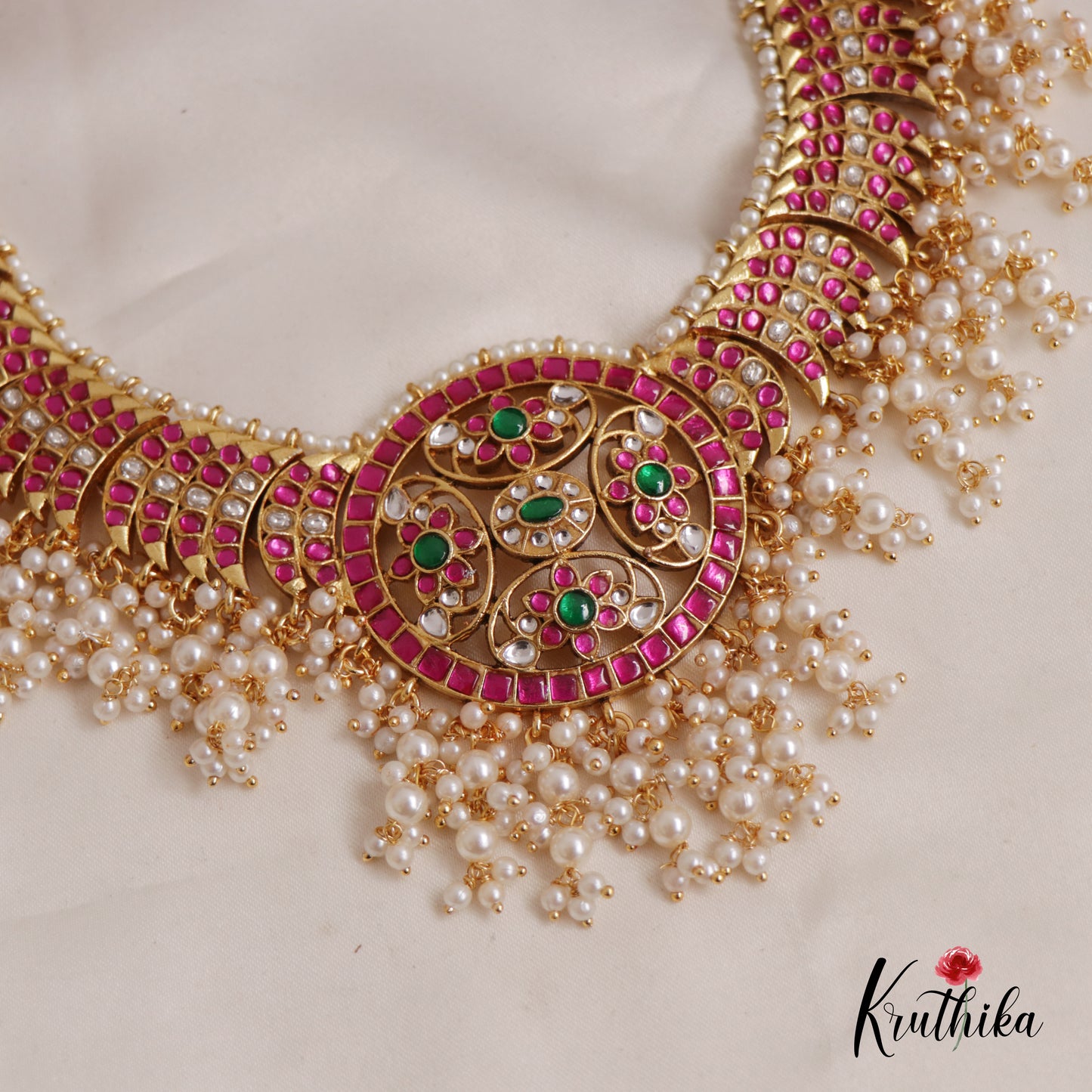 Elegant Floral Jadau Necklace Set  NC2624