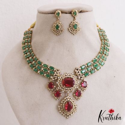 Sparkling AD Victorian Necklace NC2771 (Available In 5 Colors)