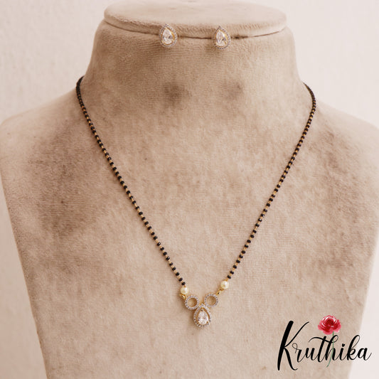 Elegant Teardrop AD Mangalsutra With Earrings Set NC2911