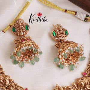 Premium Antique Gold A like Kundan Jadau Temple Necklace NC2012