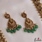 Premium Antique Nagas Lord Shiva Motifs Temple Haaram With Green Bead Drops LH2220