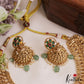 Stunning Antique Leaf Floral Motifs Necklace With Green Bead Drops NC2983
