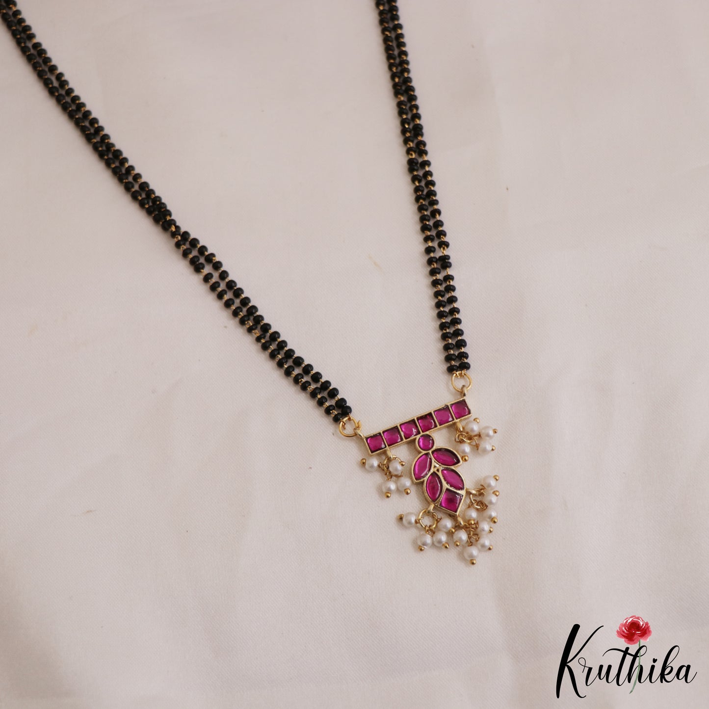 Classic Leaf Motifs Jadau Mangalsutra NC2636 (Available in 3 Colours)