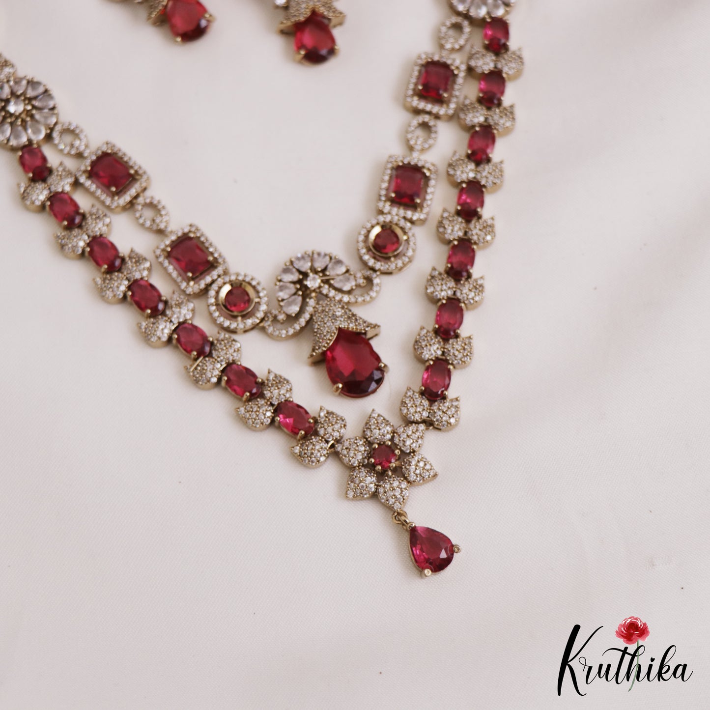 Pretty Sparkling AD Victorian Necklace NC2773 (Available In 2 Colors)