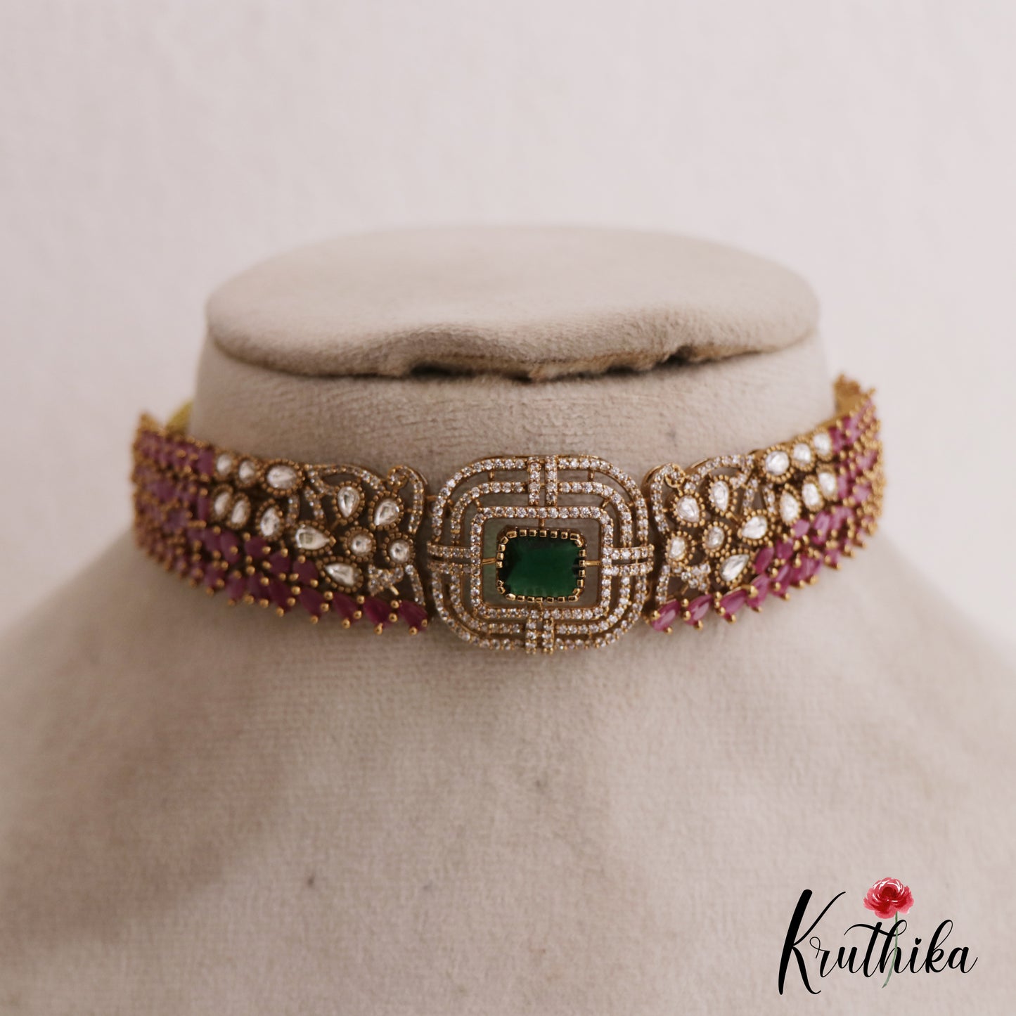 Sparkling Square Leaf Motifs AD Choker NC2736