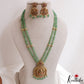 Beautiful Antique Lakshmi Motifs Double Layered Green Beads Haaram LH2157