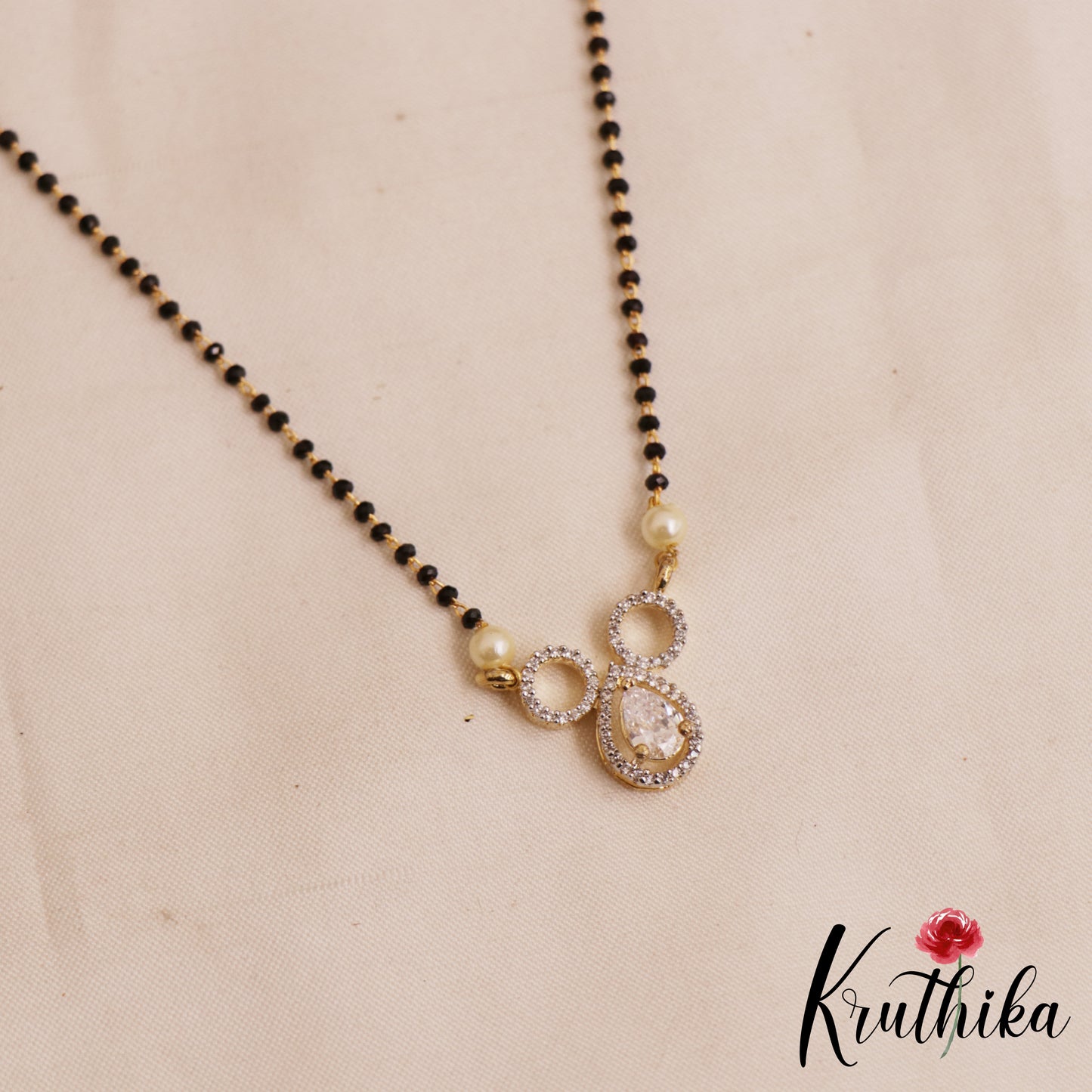 Elegant Teardrop AD Mangalsutra With Earrings Set NC2911