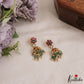 Trendy Floral Motifs Jadau Jhumkas With Green Bead Drops E1082