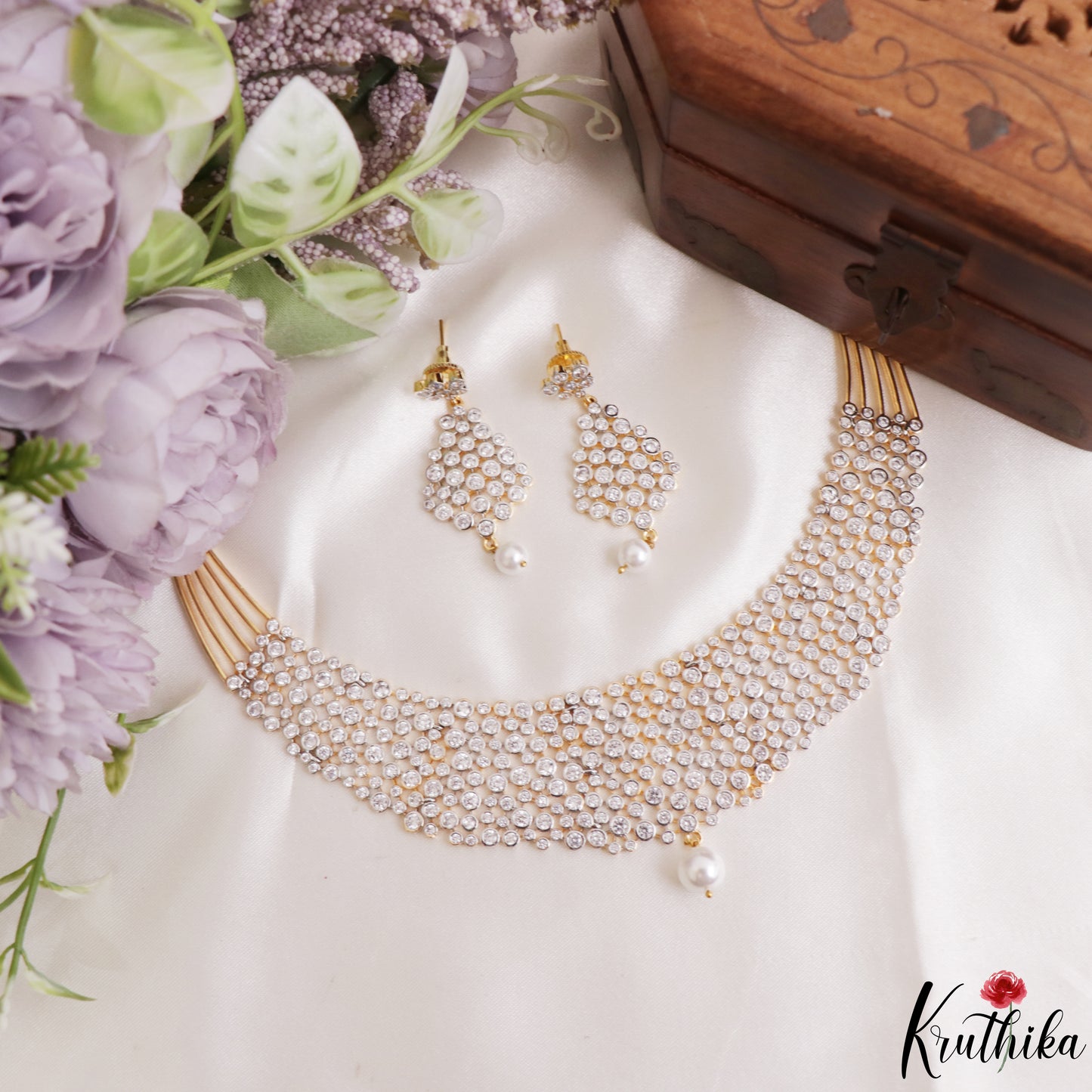 Sparkling Geometric Motifs Hasli CZ Choker NC3247