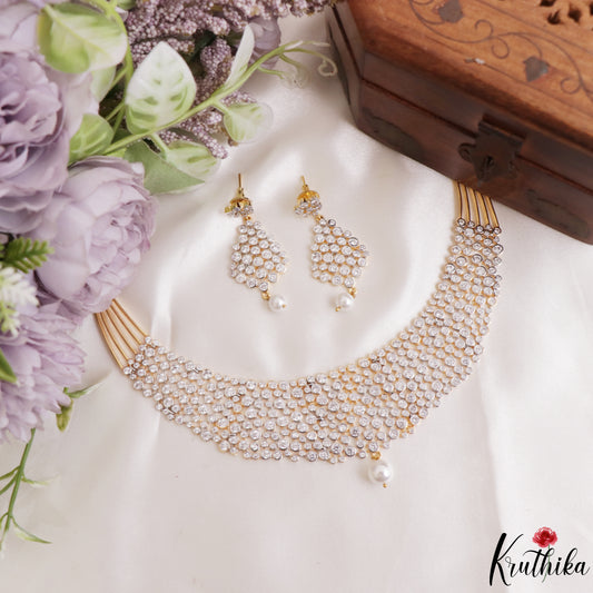 Sparkling Geometric Motifs Hasli CZ Choker NC3247