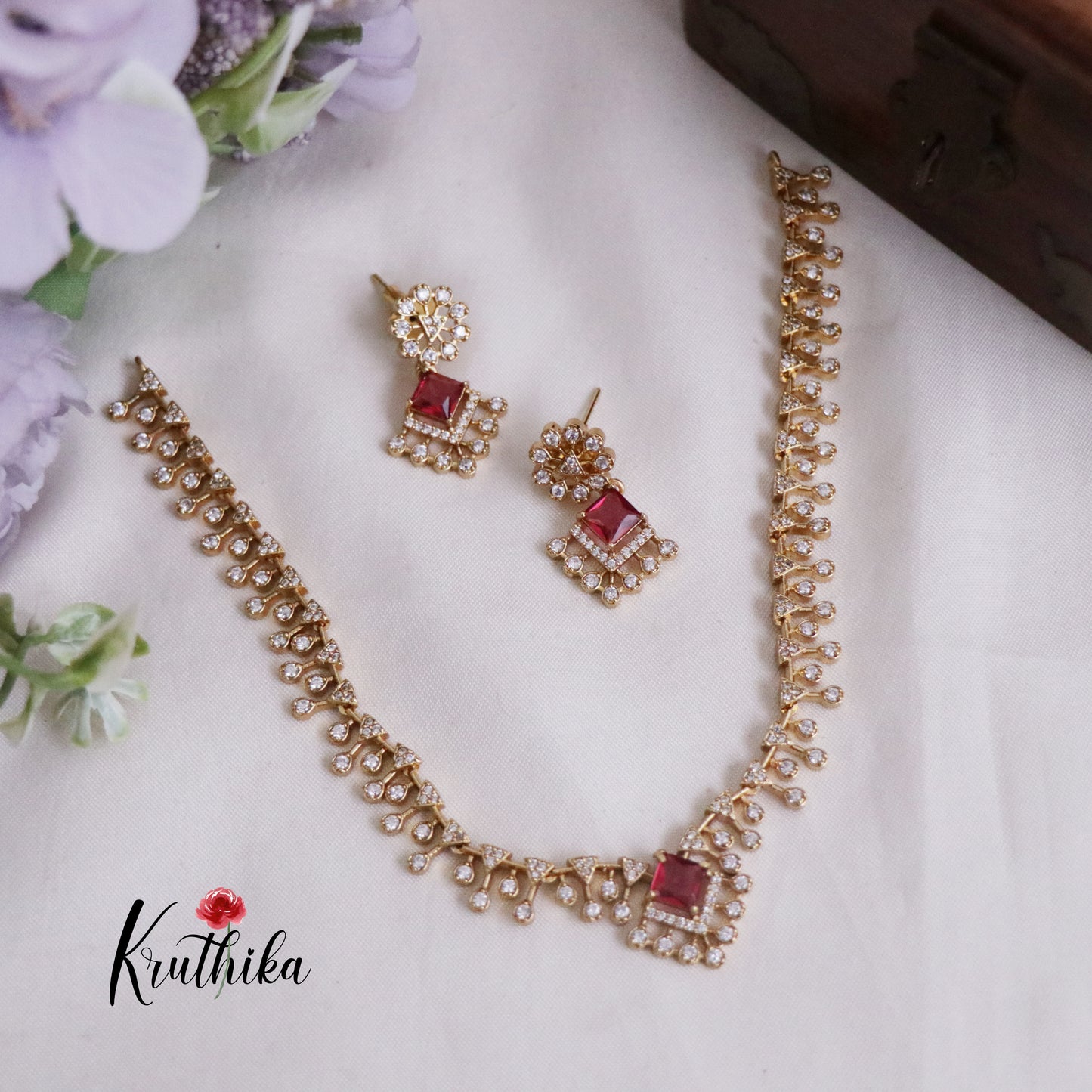 Trendy CZ Sparking Victorian Necklace Sets NC2171 (Available in 3 Colours)