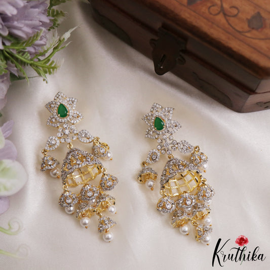 Gorgeous Emerald American diamonds Jhumakas E543