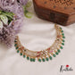 Beautiful Floral Peacock Motifs Jadau Choker With Green Bead Drops NC2688