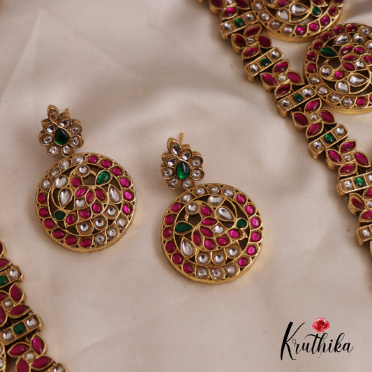 Elegant Bottu Peacock Floral Motifs Jadau Haaram LH2041