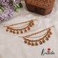 Beautiful Triple Layered Earchains With Jhumkas And Golden Beads EC157