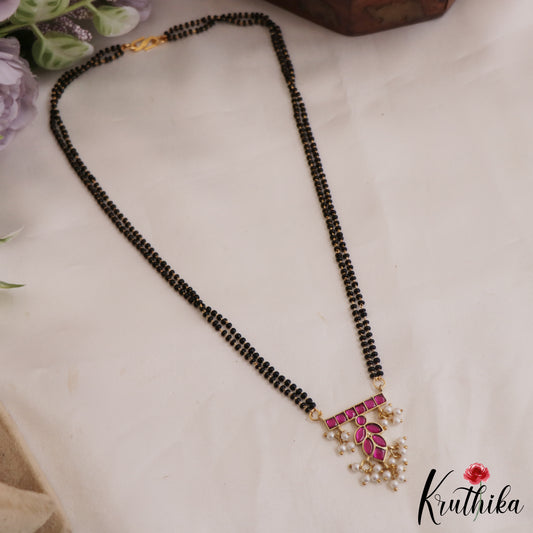 Classic Leaf Motifs Jadau Mangalsutra NC2636 (Available in 3 Colours)