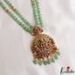 Beautiful Antique Lakshmi Motifs Double Layered Green Beads Haaram LH2157