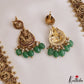 Premium Antique Nagas Lord Shiva Motifs Temple Haaram With Green Bead Drops LH2220