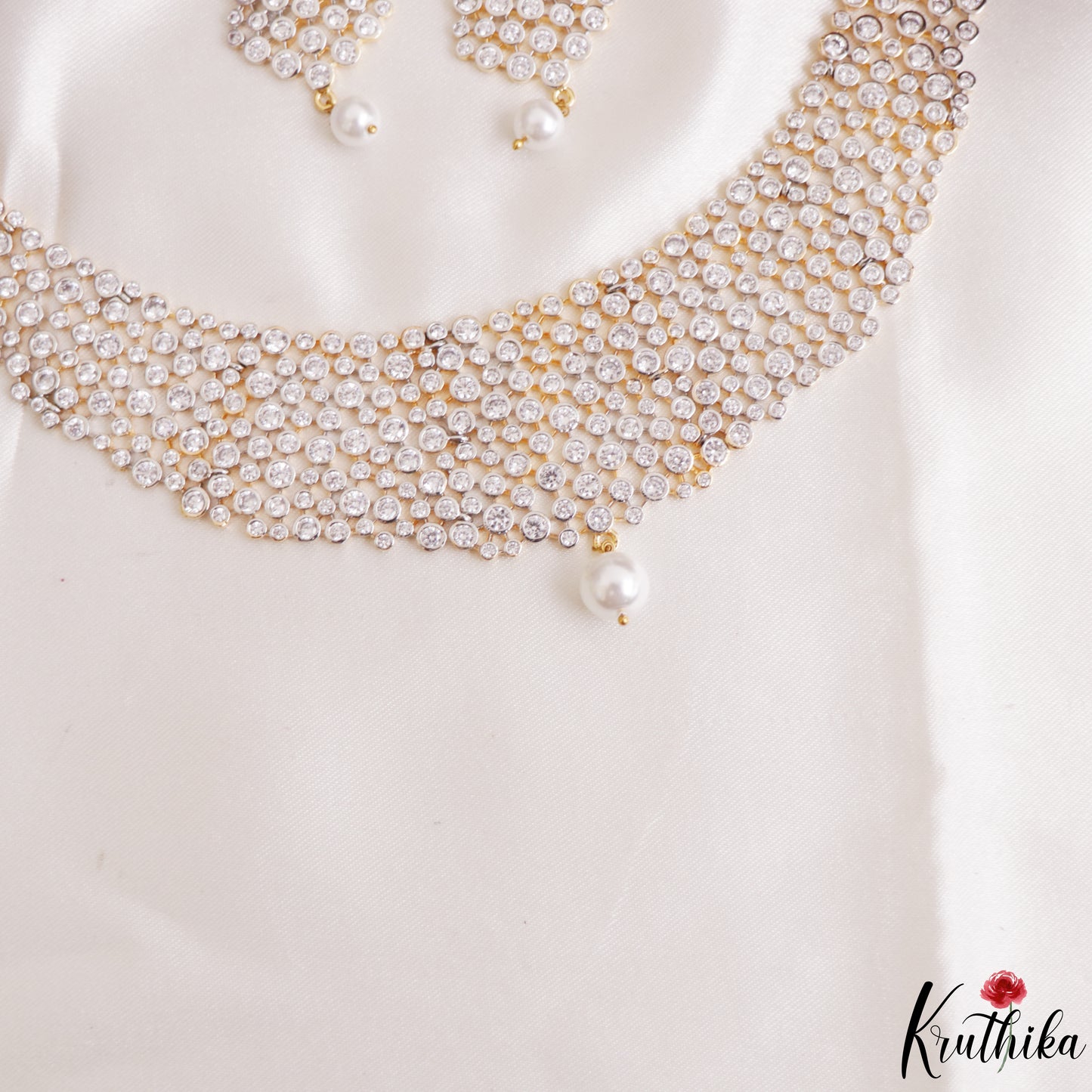 Sparkling Geometric Motifs Hasli CZ Choker NC3247