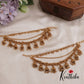 Beautiful Triple Layered Earchains With Jhumkas And Golden Beads EC157