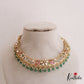 Beautiful Floral Peacock Motifs Jadau Choker With Green Bead Drops NC2688