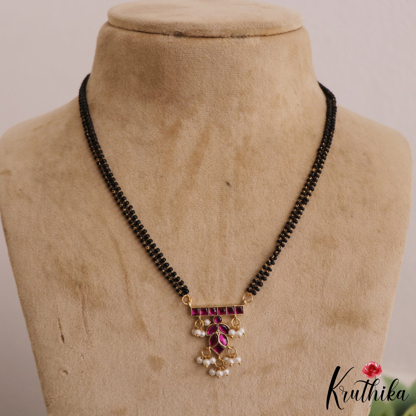 Classic Leaf Motifs Jadau Mangalsutra NC2636 (Available in 3 Colours)