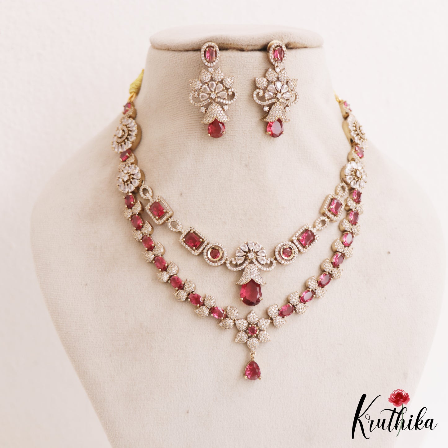 Pretty Sparkling AD Victorian Necklace NC2773 (Available In 2 Colors)