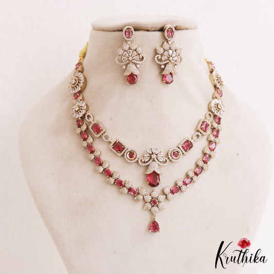Pretty Sparkling AD Victorian Necklace NC2773 (Available In 2 Colors)
