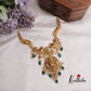 Beautiful Antique Peacock and Temple Lakshmi Pendant Necklace with Green Beads Drop NC2238