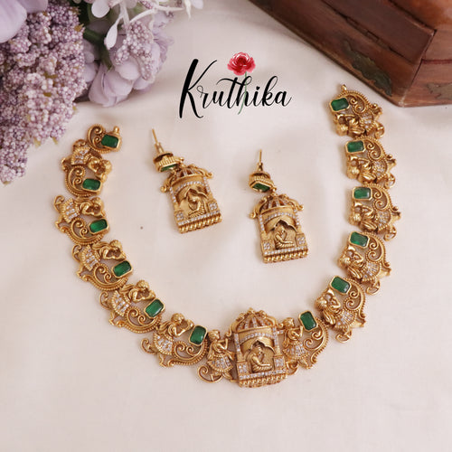 Grand Traditional Antique Pallaku Design with Emerald Necklace NC2062